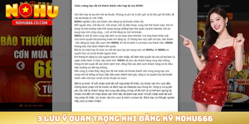 3 lưu ý quan trọng khi đăng ký NOHU666